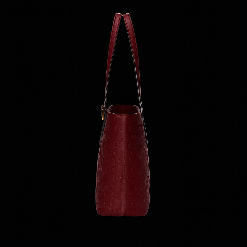Gucci Burgundy Leather Monogram Tote Bag