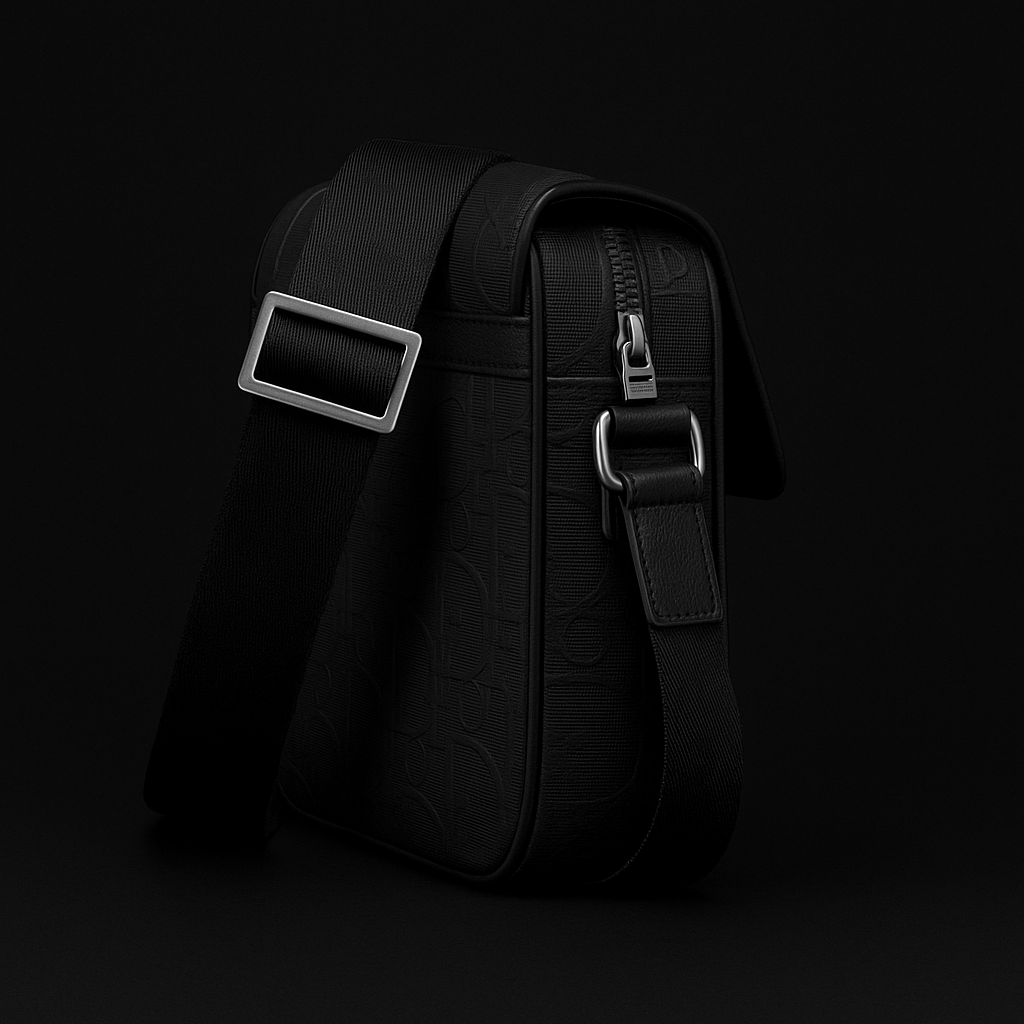 Dior Black Embossed Messenger Crossbody Bag