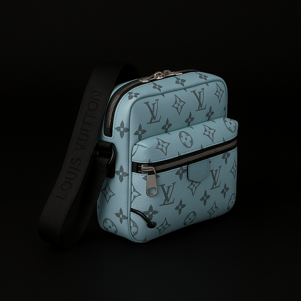 Louis Vuitton Light Blue Monogram Crossbody Bag with Coin Pouch