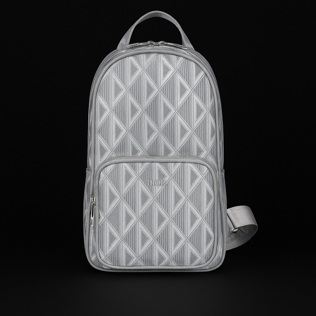 Dior Grey Geometric Monogram Sling Bag