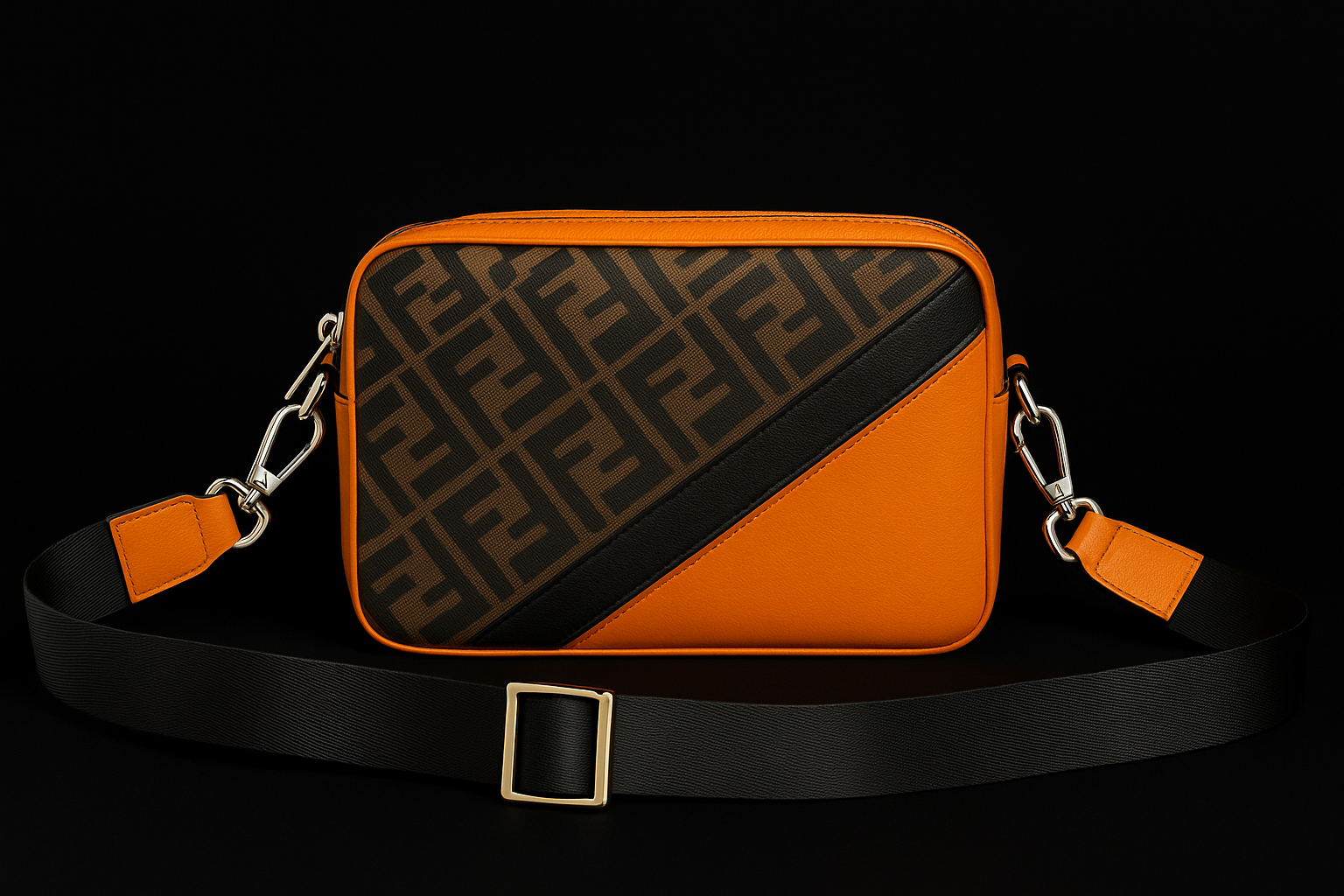 Fendi Brown & Orange Monogram Crossbody Bag