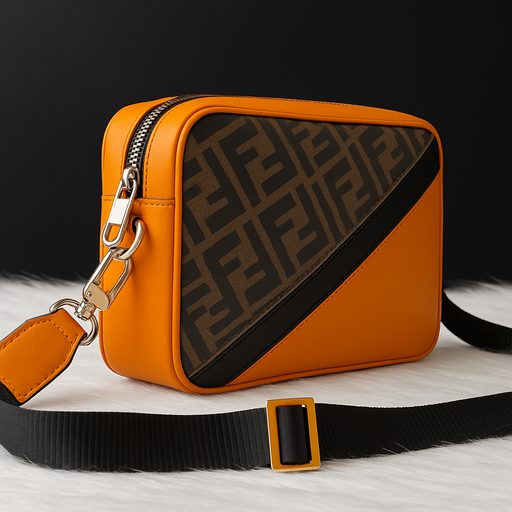 Fendi Brown & Orange Monogram Crossbody Bag