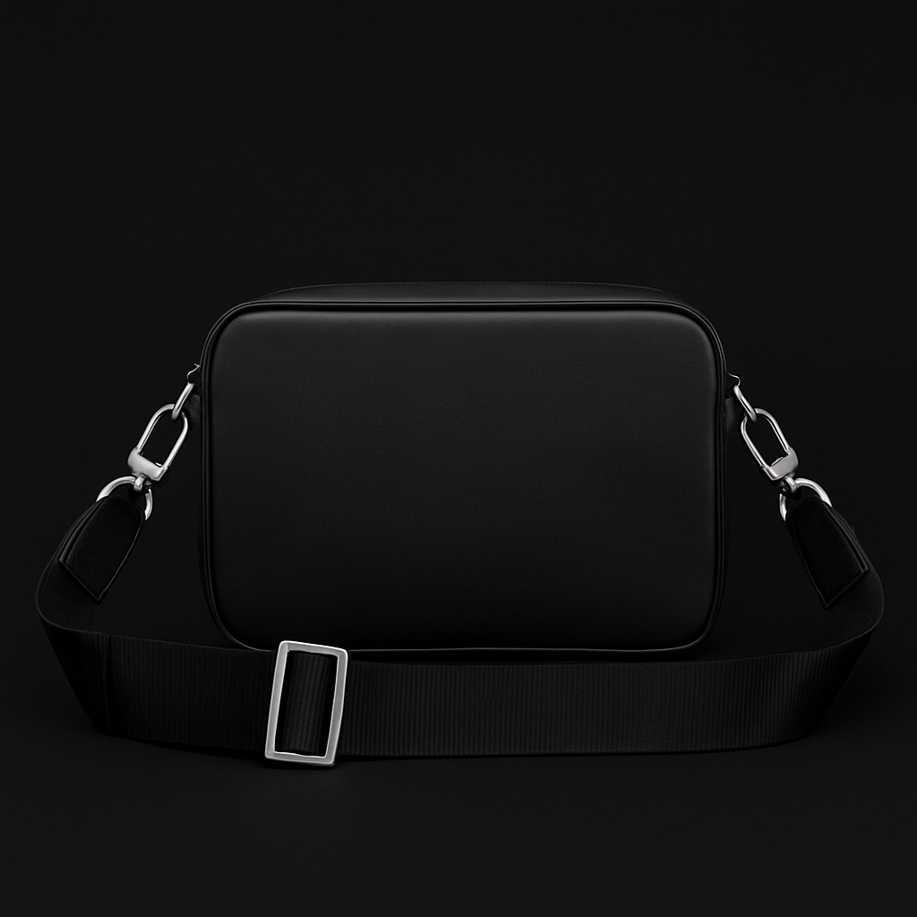 Fendi Black & Brown Monogram Crossbody Bag with Red Stripe