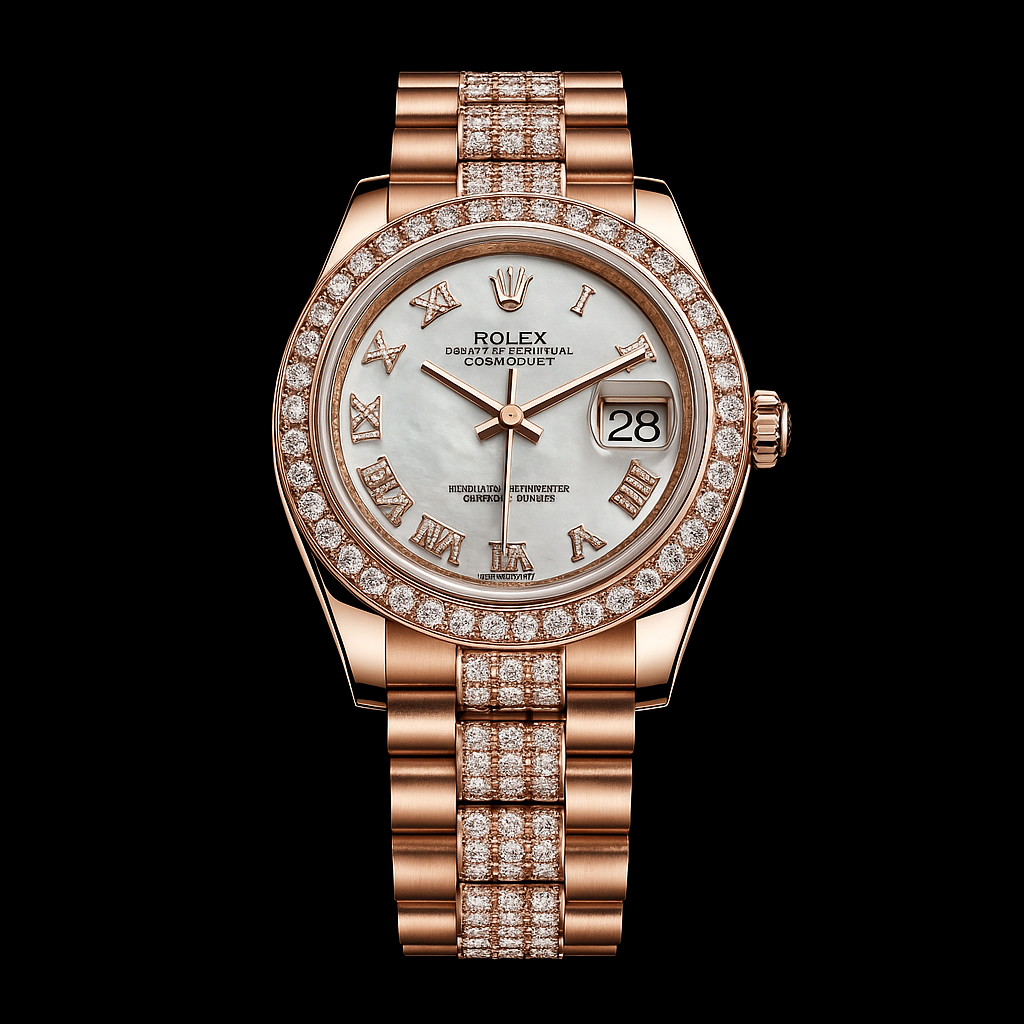 Rolex Datejust Lady 31mm – Rose Gold with Diamond Roman Numerals & Mother of Pearl Dial