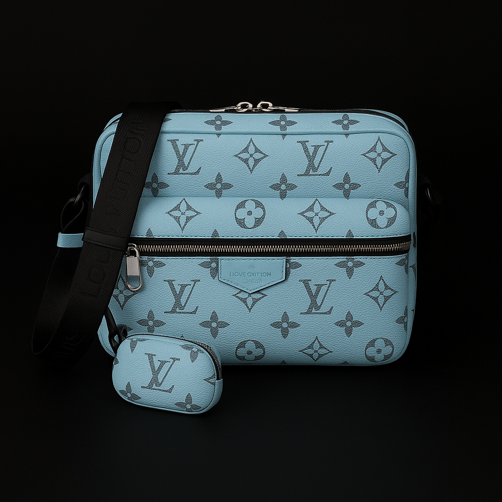 Louis Vuitton Light Blue Monogram Crossbody Bag with Coin Pouch