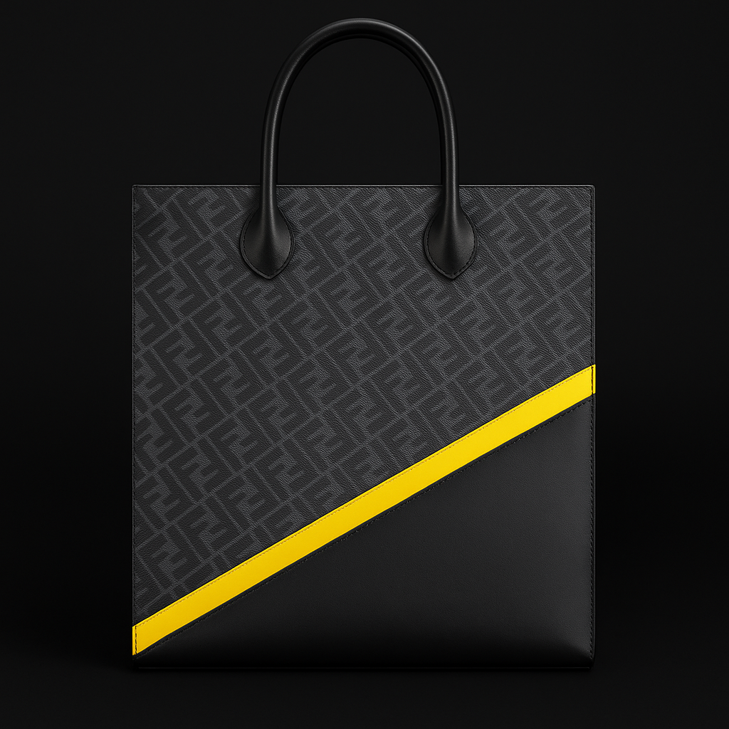 Fendi Black & Yellow Monogram Tote Bag