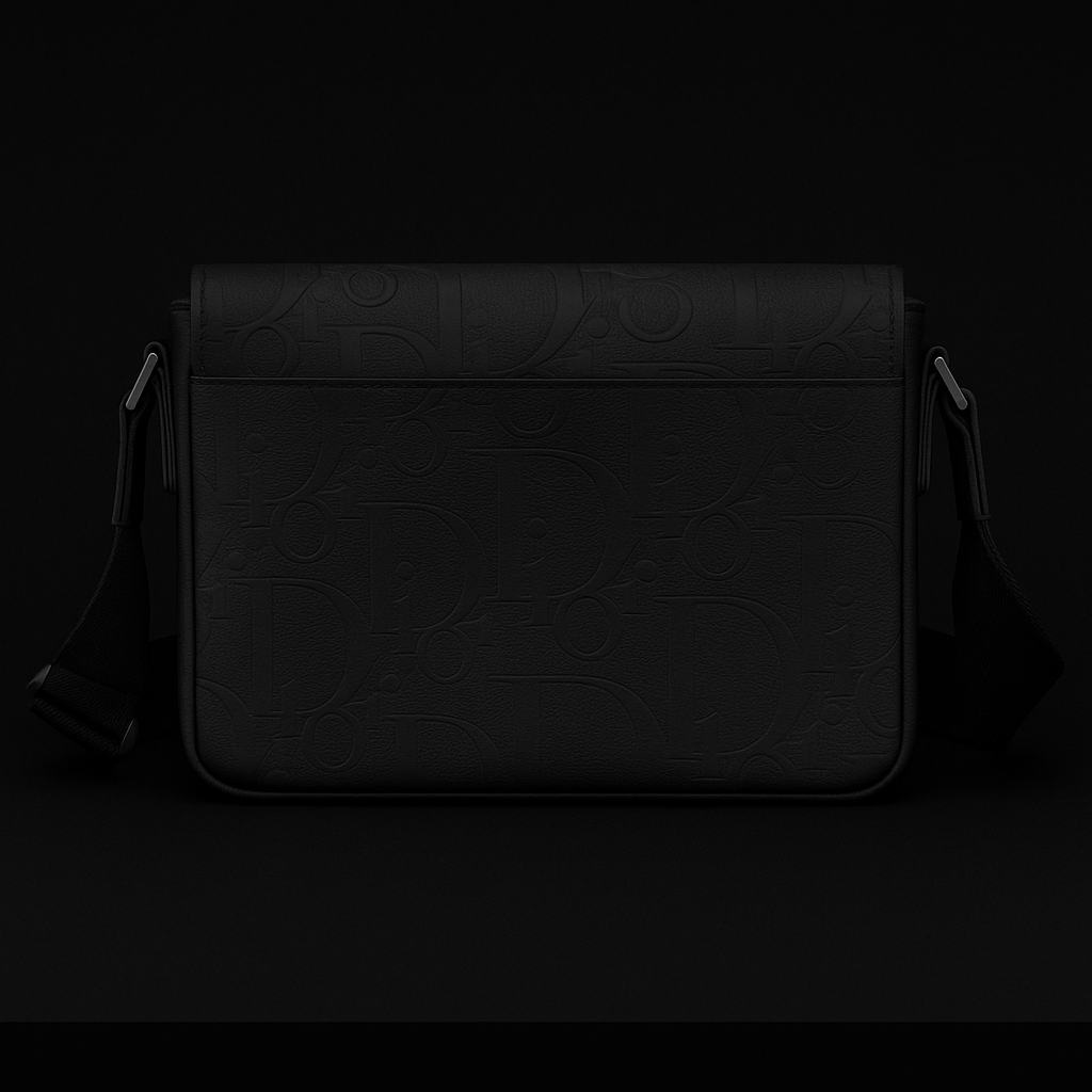 Dior Black Embossed Messenger Crossbody Bag